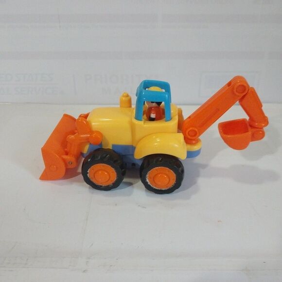 HUILE TOYS Push & Go Friction Powered Backhoe Truck 4" - Picture 1 of 8